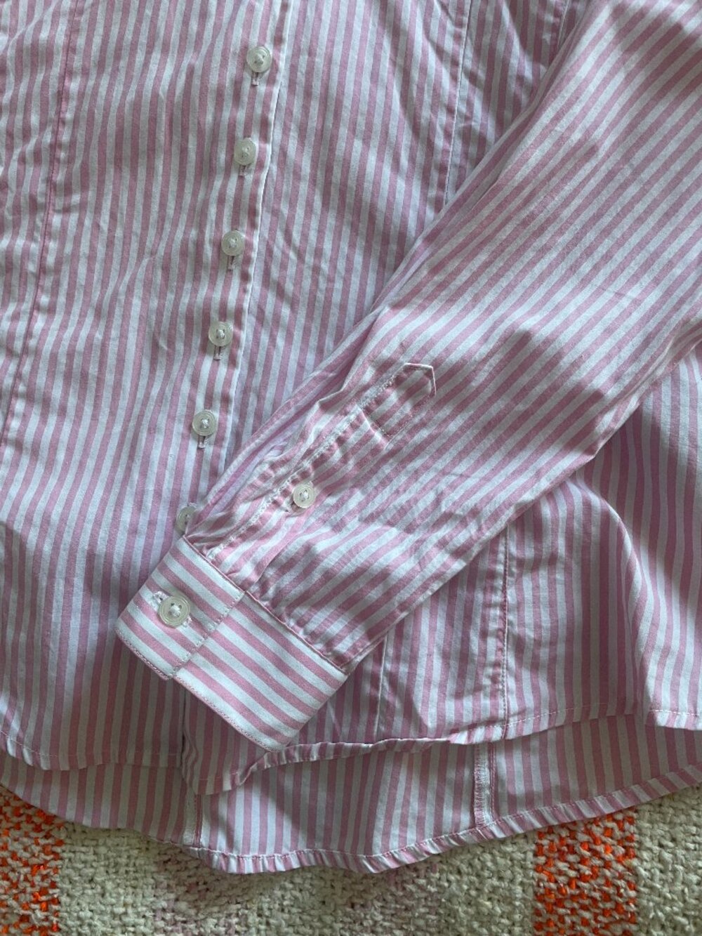 Pink/White Striped Womens Button Down Shirt - Picture 4 of 10